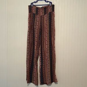 Boho flowy pants, colorful floral print, size small/medium
